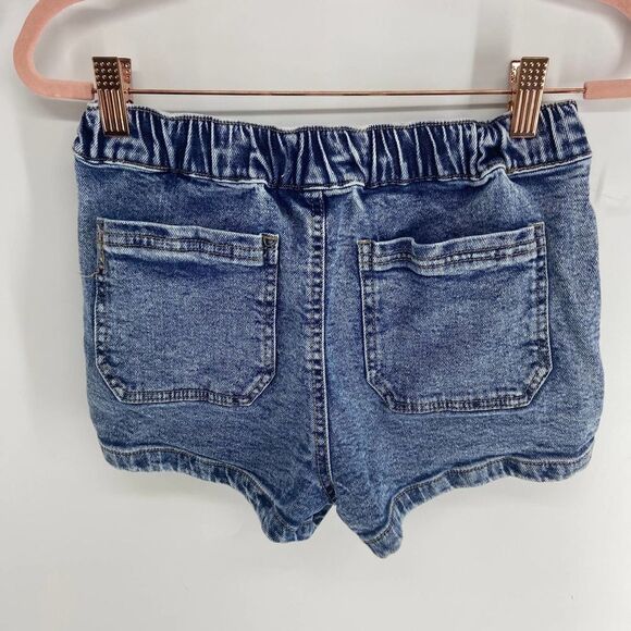RSQ acid wash blue elastic waist mini jean short womens xs - Picture 4 of 5